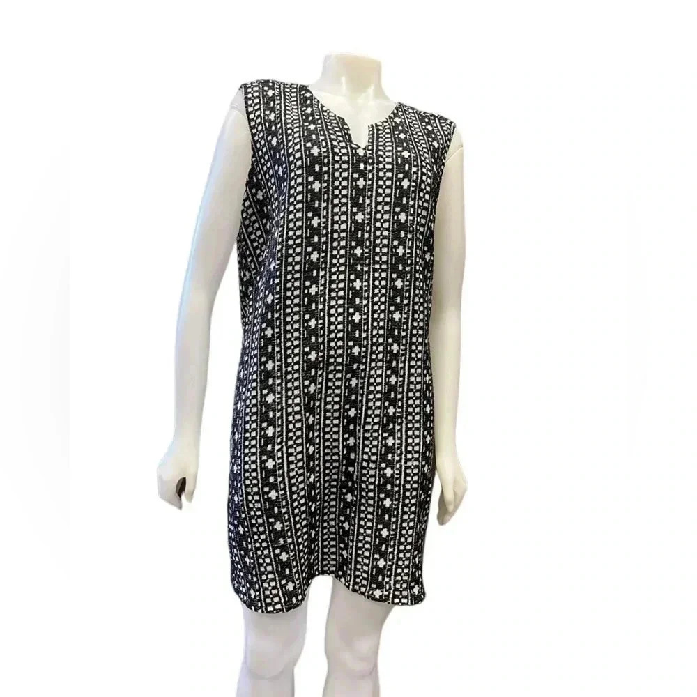 Roots Canada Black & White Woven Gauze Mini Dress Size Large